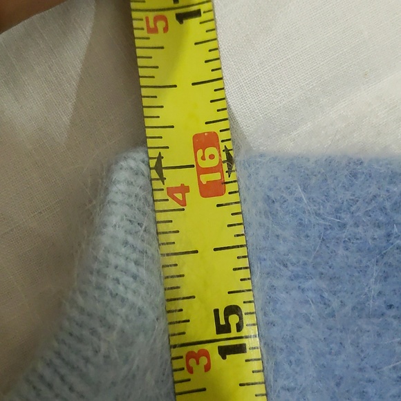 Denise| Blue Fluffy Sleeveless Cowl Neck Sweater Angora Blend - Picture 8 of 9